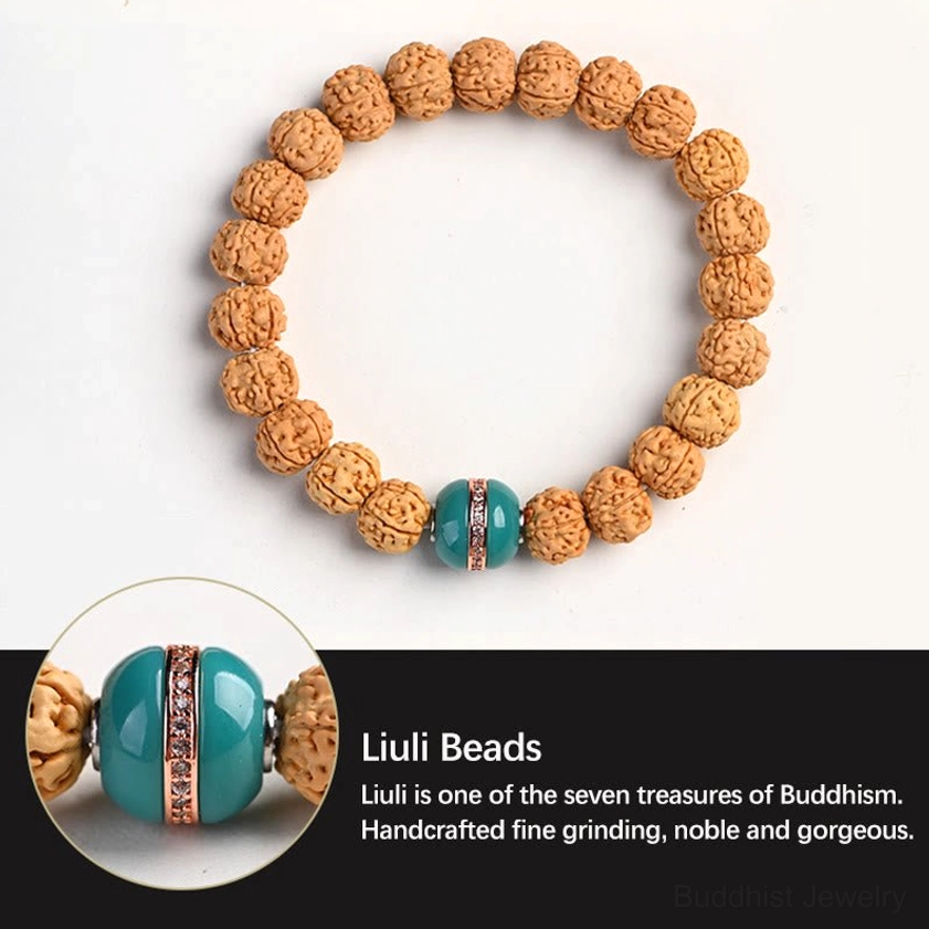 Rudraksha bodhi seed bracelet for auspiciousness luck and prosperity blessing