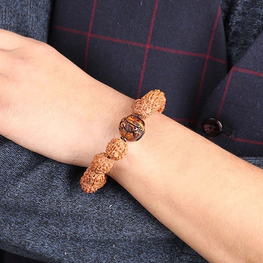 Handmade Rudraksha Bodhi seed bracelet unisex meditation spiritual wellness accessory