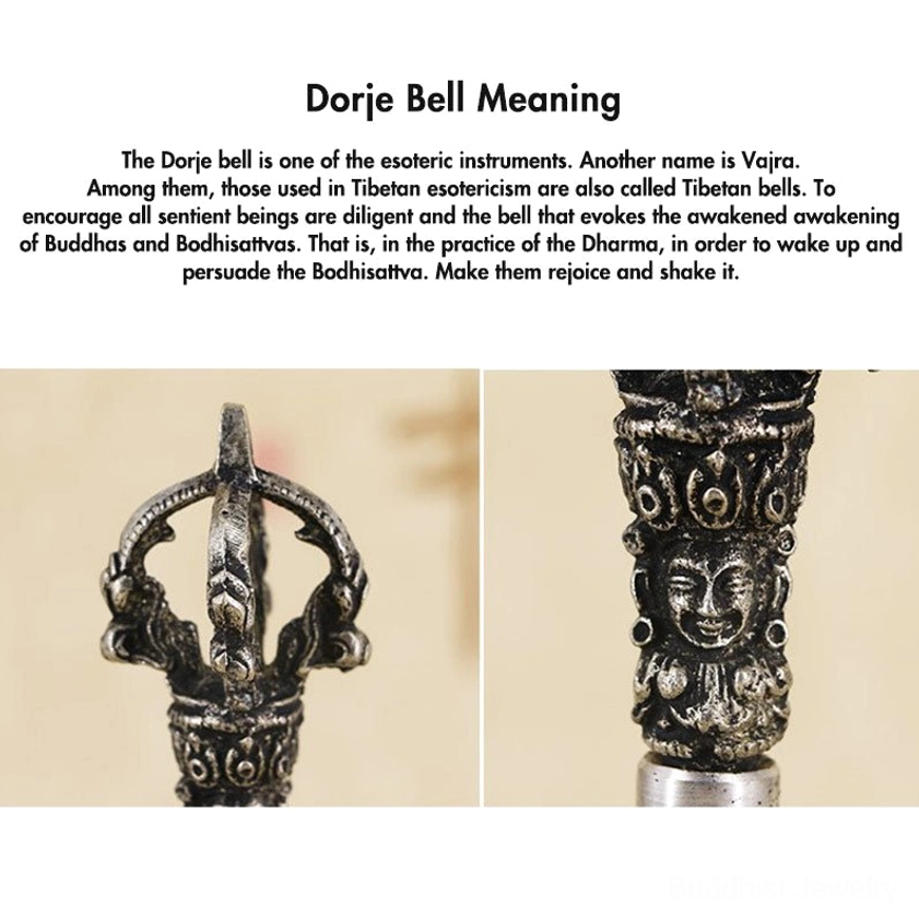 Sacred meditation bell and vajra dorje set for altar space energy clearing and spiritual rituals