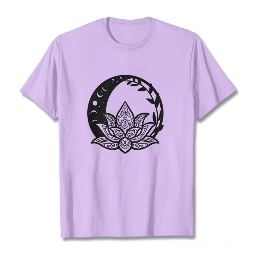 Sacred geometry lotus sun moon vines Buddhist t-shirt spiritual balance harmony symbol