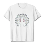 Sacred Mandala Buddha T-Shirt white cotton flat lay front view with intricate spiritual design
