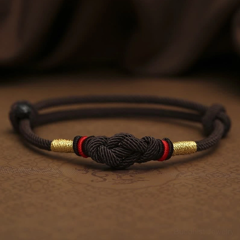 Saddle brown string adjustable bracelet showing natural warm earth tones for grounding daily spiritual practice