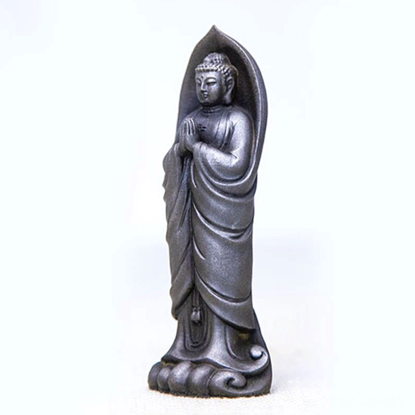 Compact size Sakyamuni Buddha Namaste statue perfect for small altar, meditation corner or office workspace spirituality