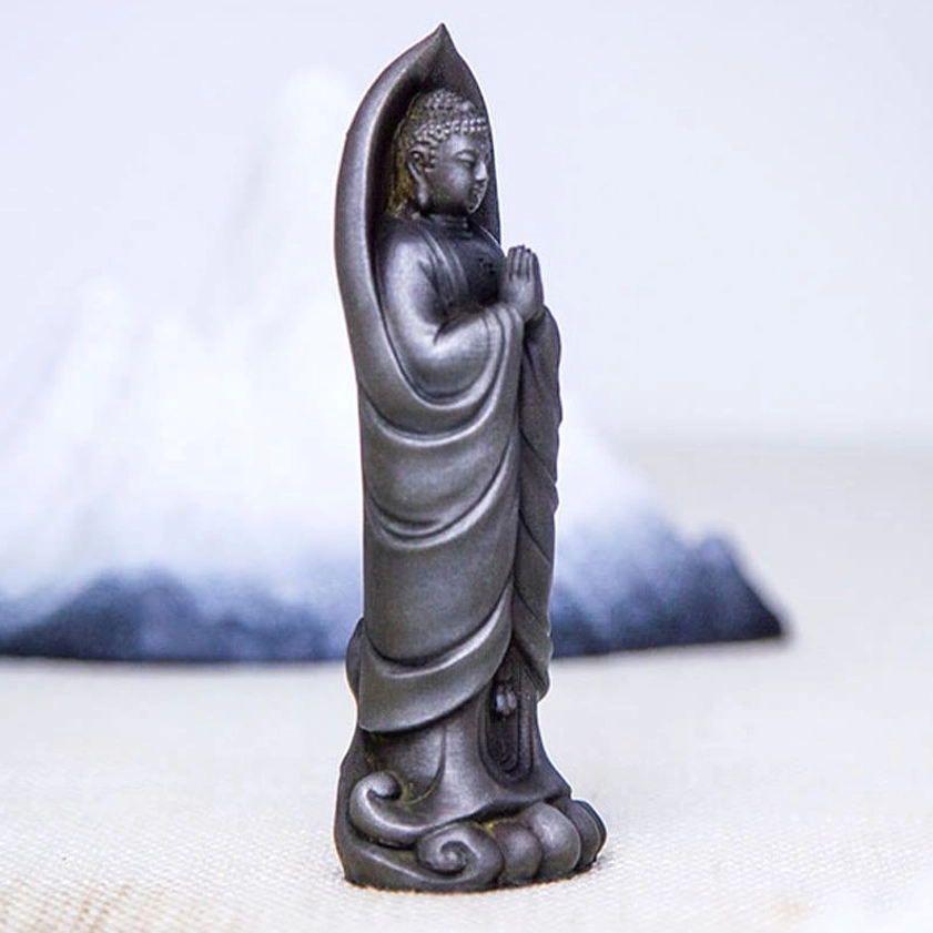 Sakyamuni Buddha Namaste statue multi-angle view display collection piece for meditation room or spiritual altar