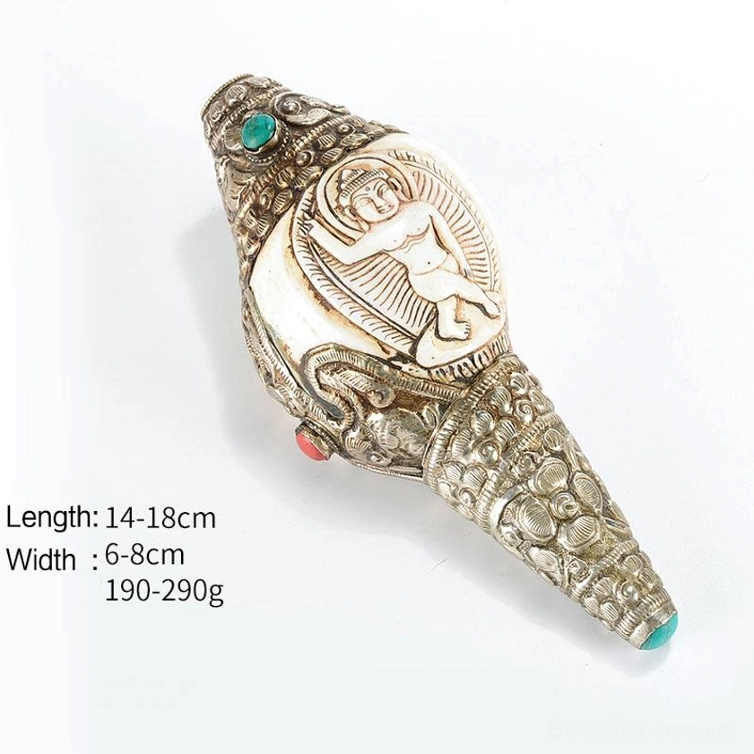 Sakyamuni Buddha shankha conch shell hand-carved with enlightenment symbolism