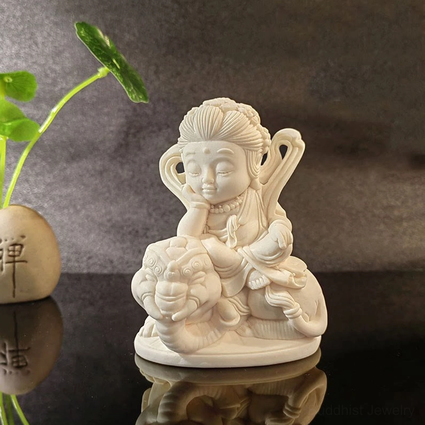 Samantabhadra Bodhisattva 10x7.5x5cm - handcrafted ivory fruit spiritual figure