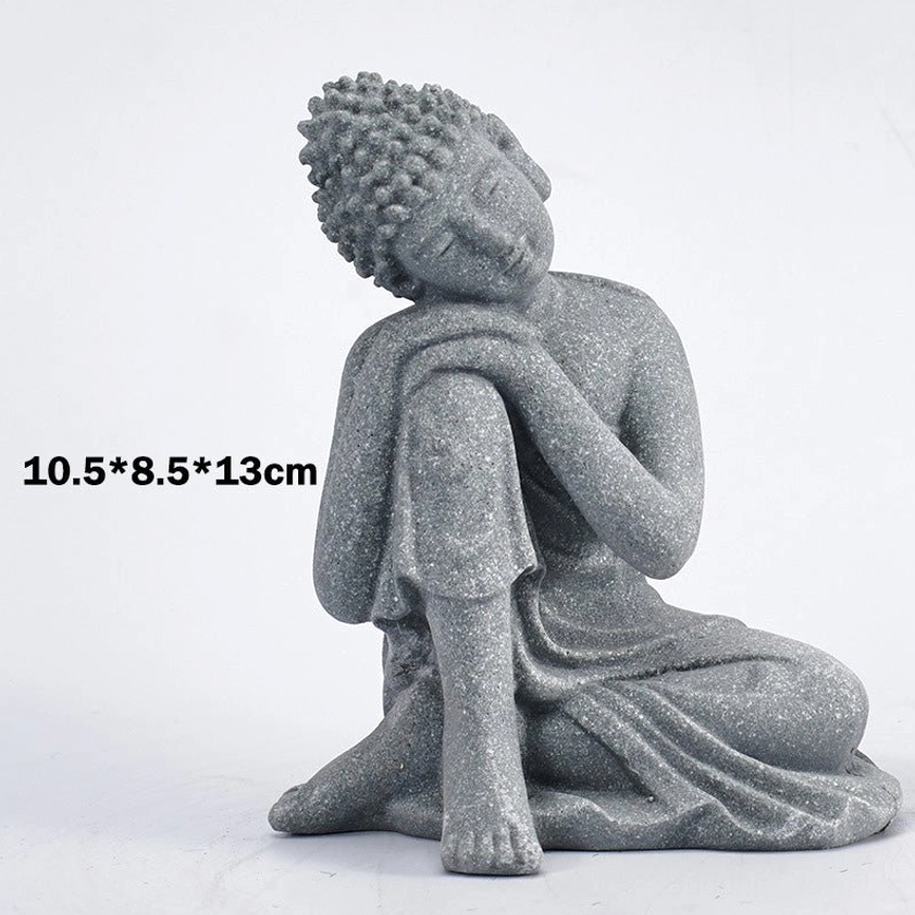 Natural sandstone Buddha decoration bringing fortune and clear mind energy, authentic Buddhist home sanctuary piece
