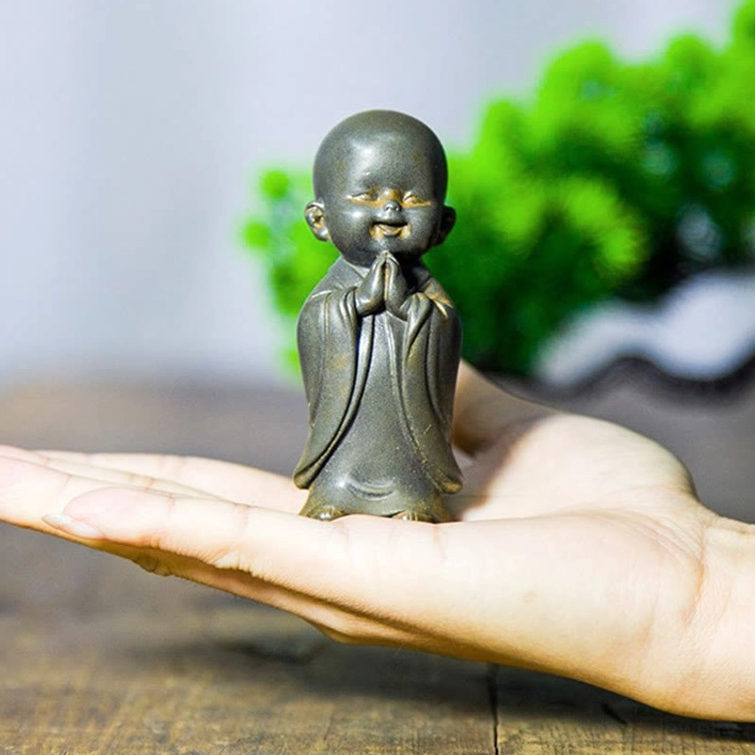 Serene Meditating Monk Figurine - Iron Powder Resin Cast Statue for Spiritual Enlightenment