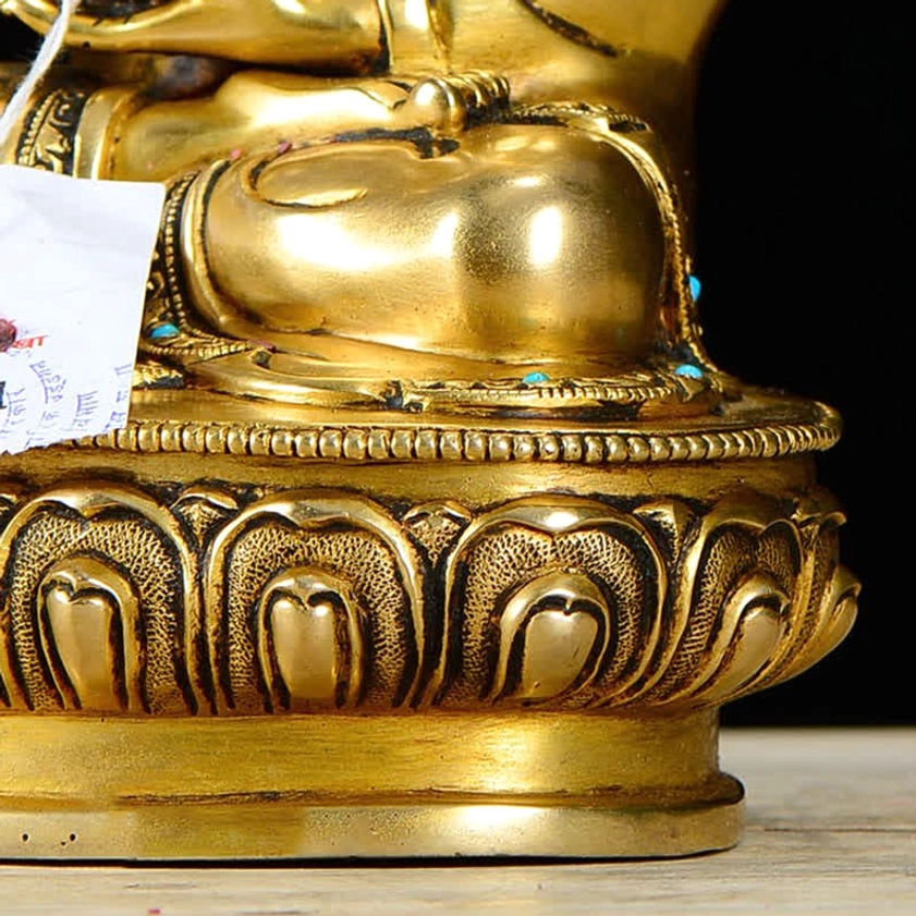 Shakyamuni Buddha copper statue complete seated pose with earth-touching mudra hand gesture and meditation alms bowl