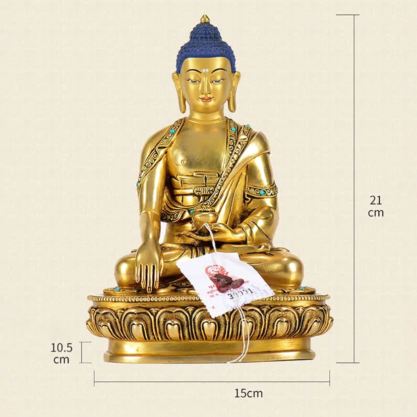 Shakyamuni Buddha statue handmade copper craftsmanship showing traditional Buddhist sculpture techniques and gilt bronze finish