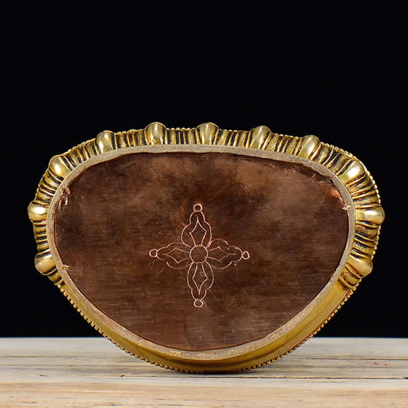 Shakyamuni Buddha meditation copper statue with alms bowl demonstrating inner peace and spiritual enlightenment symbolism