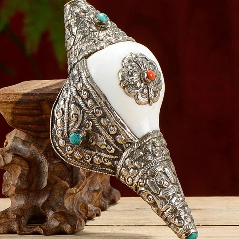 Shankha conch shell home decor piece for meditation space manifesting wealth luck and positive spiritual energy