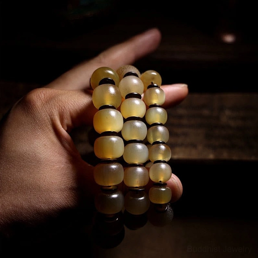 Om Mani Padme Hum sheep horn Buddhist bracelet available in multiple sizes 14mm 16mm 18mm for different wrist circumferences