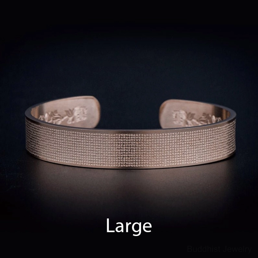 Peachpuff large Shurangama Mantra titanium steel bracelet inner band engraved mantra detail