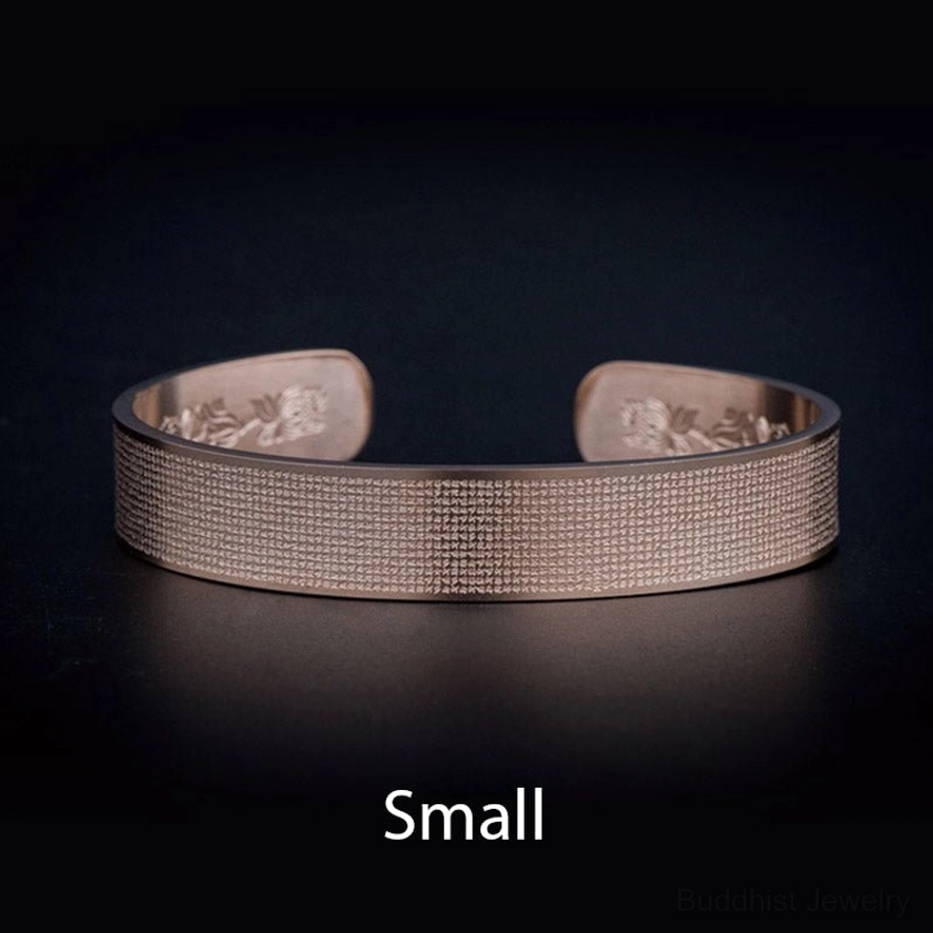 Peachpuff small Shurangama Mantra titanium steel Buddhist bracelet front engraving detail