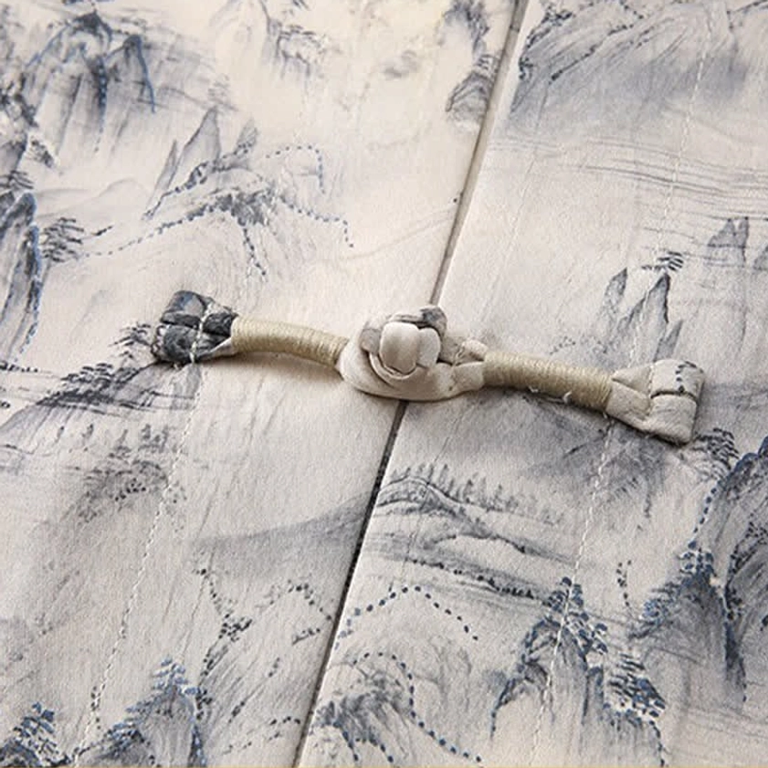 Functional Side Pocket with Ink Landscape Print - Zen Shirt Practical Detail