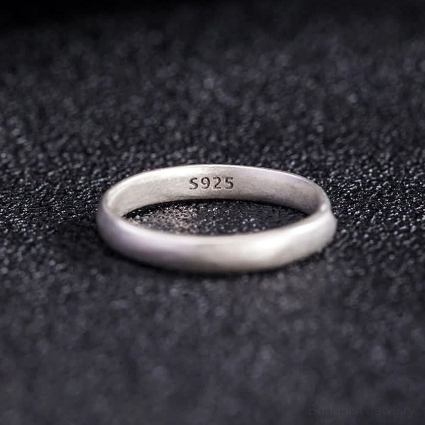 Sterling Silver Lotus Ring with S925 Authentication Mark - Inner Stamping Detail