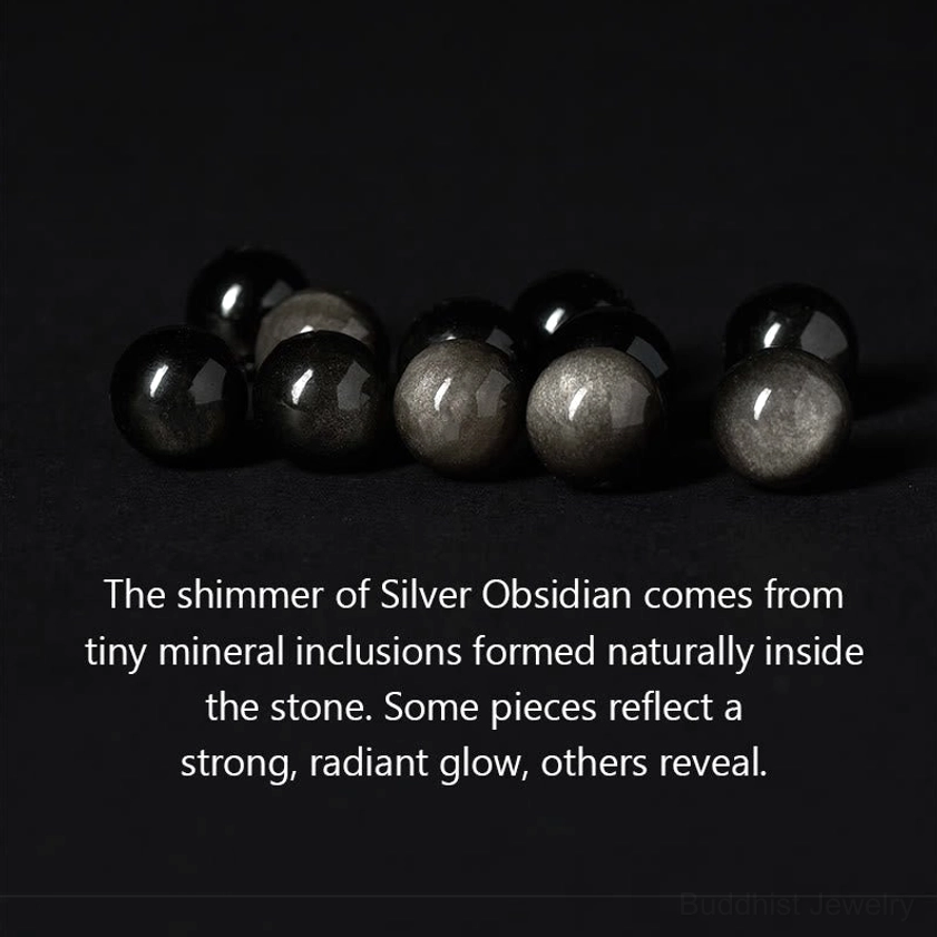 Silver Sheen Obsidian individual beads displaying natural shimmer and reflective properties of volcanic glass