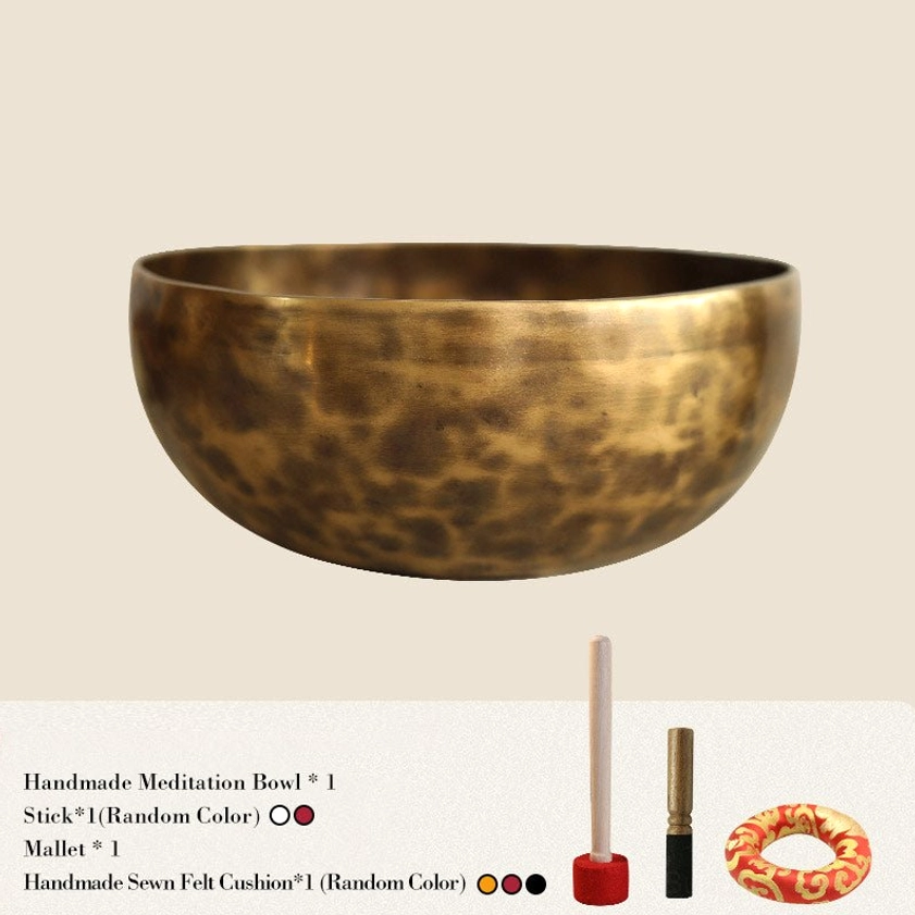 Hammered copper singing bowl profile view showing authentic handcrafted texture and sound healing quality