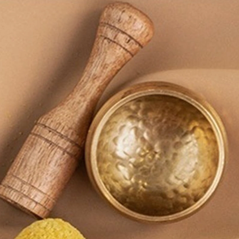 Buddhist singing bowl meditation tool handcrafted brass with protective carrying pouch included