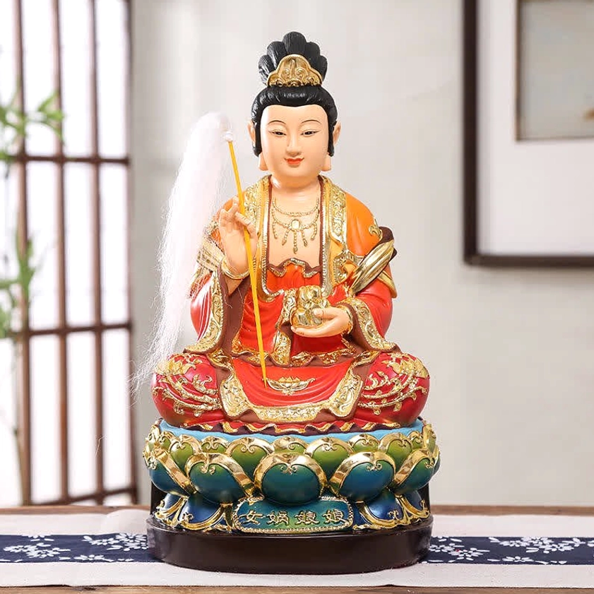 Sitting Nuwa Bodhisattva statue alternative pose version for personal meditation altar