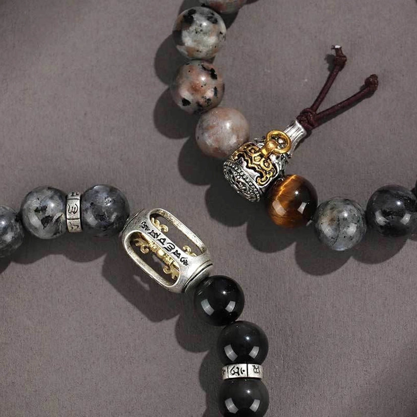 unisex six true words om mani padme hum buddhist bracelet with mixed healing gemstones spiritual jewelry