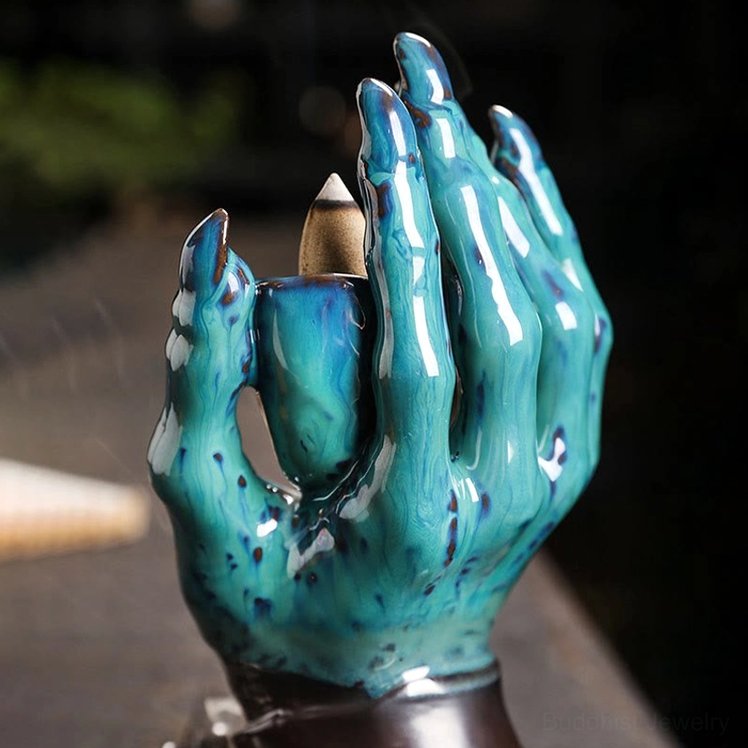Skull hand incense burner gift set ideal for spiritual practitioners and wellness enthusiasts