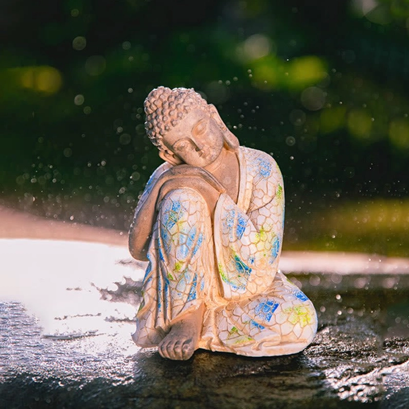 Small bronze Buddha figurine with detailed craftsmanship, premium resin statue for spiritual practice spaces