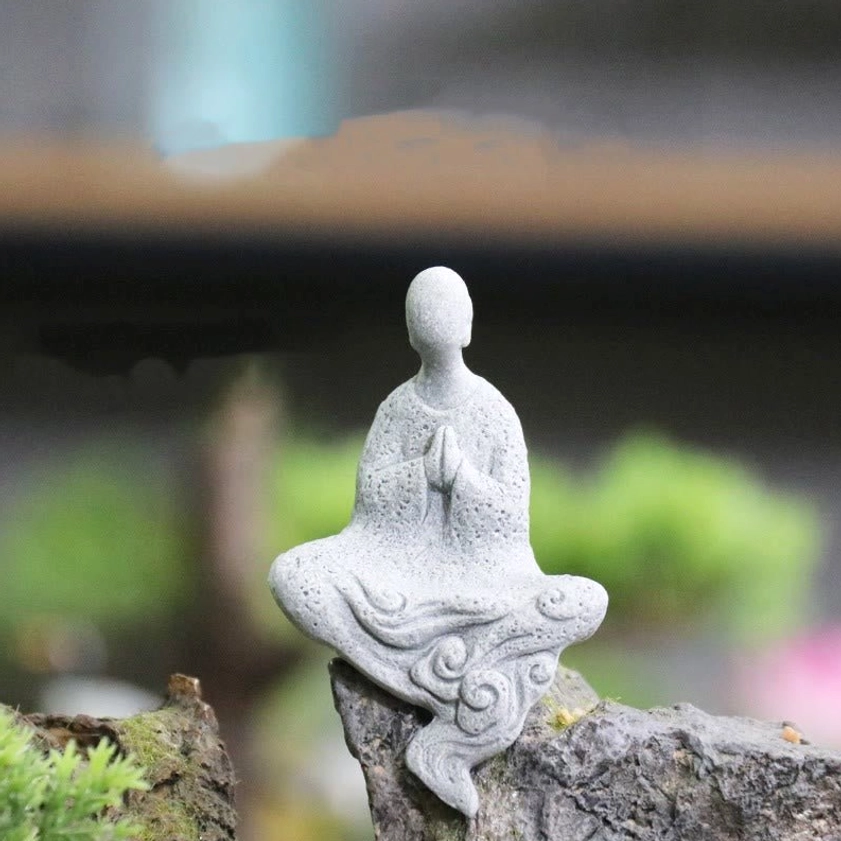 Small Seated Buddha Statue 8cm Meditation Pose Matte Sandstone Home Decor