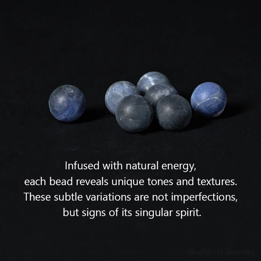 Loose sodalite blue stone beads showing natural texture variations and matte finish