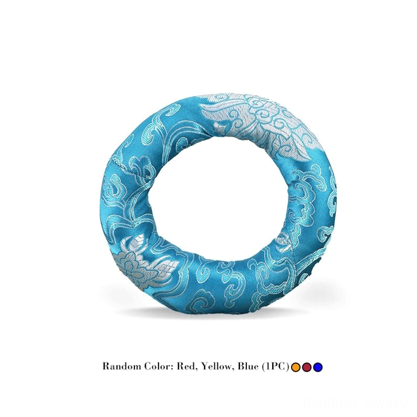 Premium Buddhist singing bowl meditation cushion with traditional golden brocade embroidery and multicolor options for sound healing