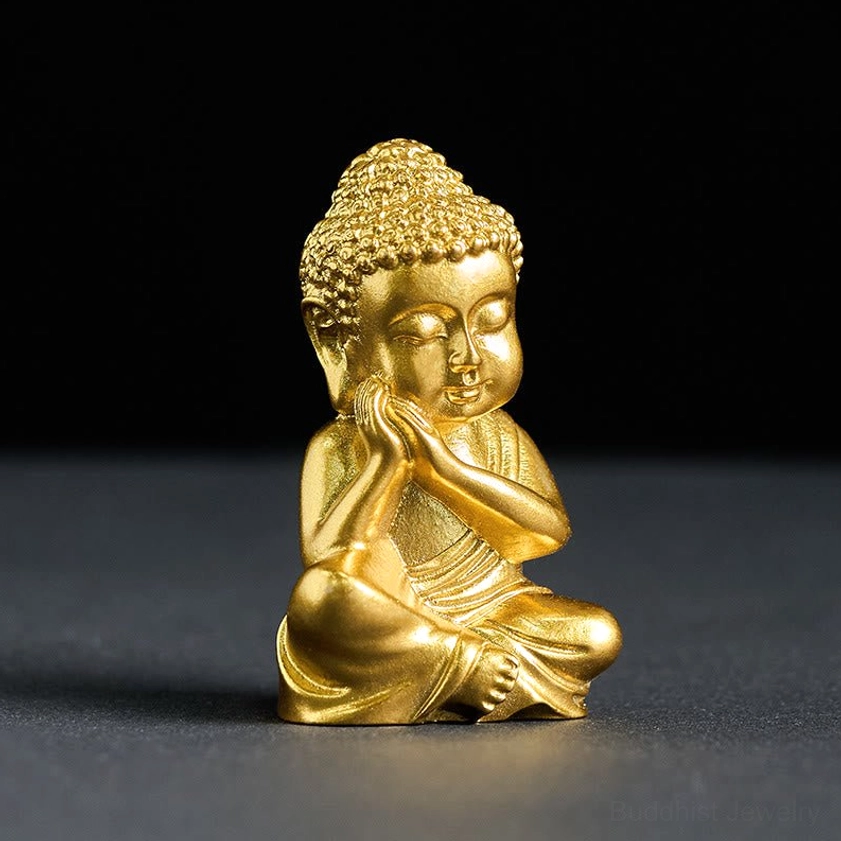 Golden Buddha meditation statue magnet for spiritual home décor and mindfulness practice