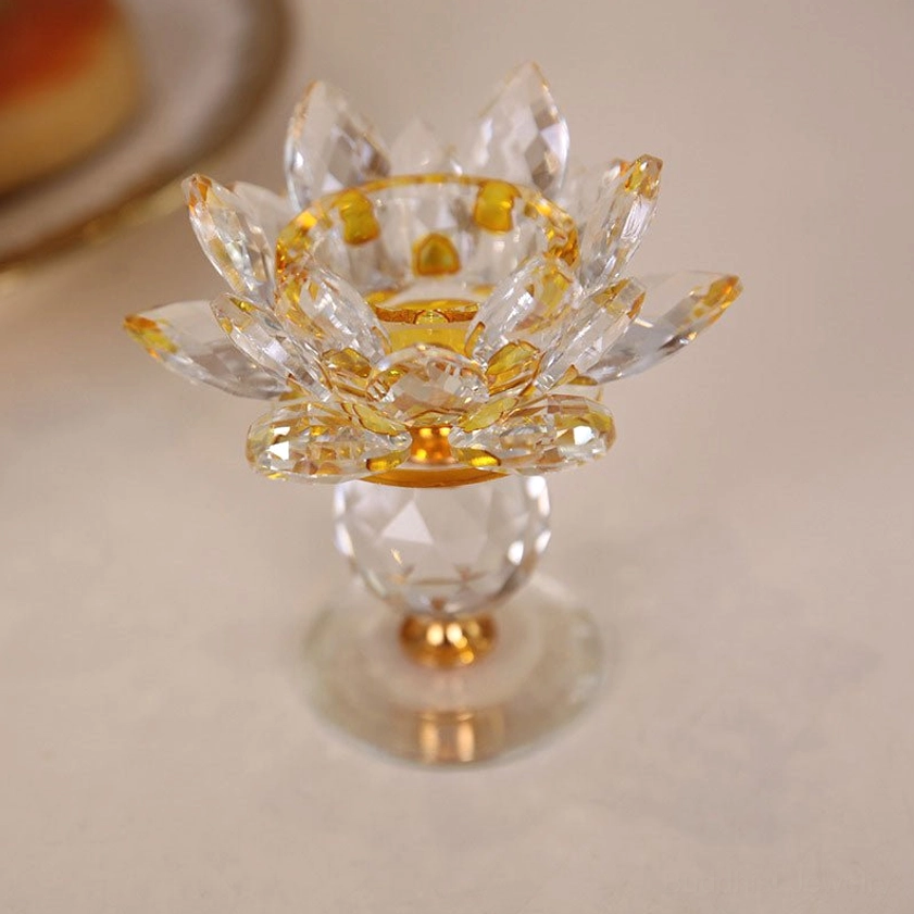 Spiritual lotus candleholder made from sustainably sourced natural crystals - eco-friendly home meditation décor