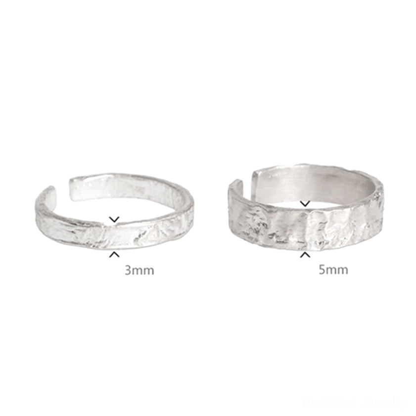 Slim profile sterling silver couple ring with handcrafted hammered finish, spiritual protection jewelry