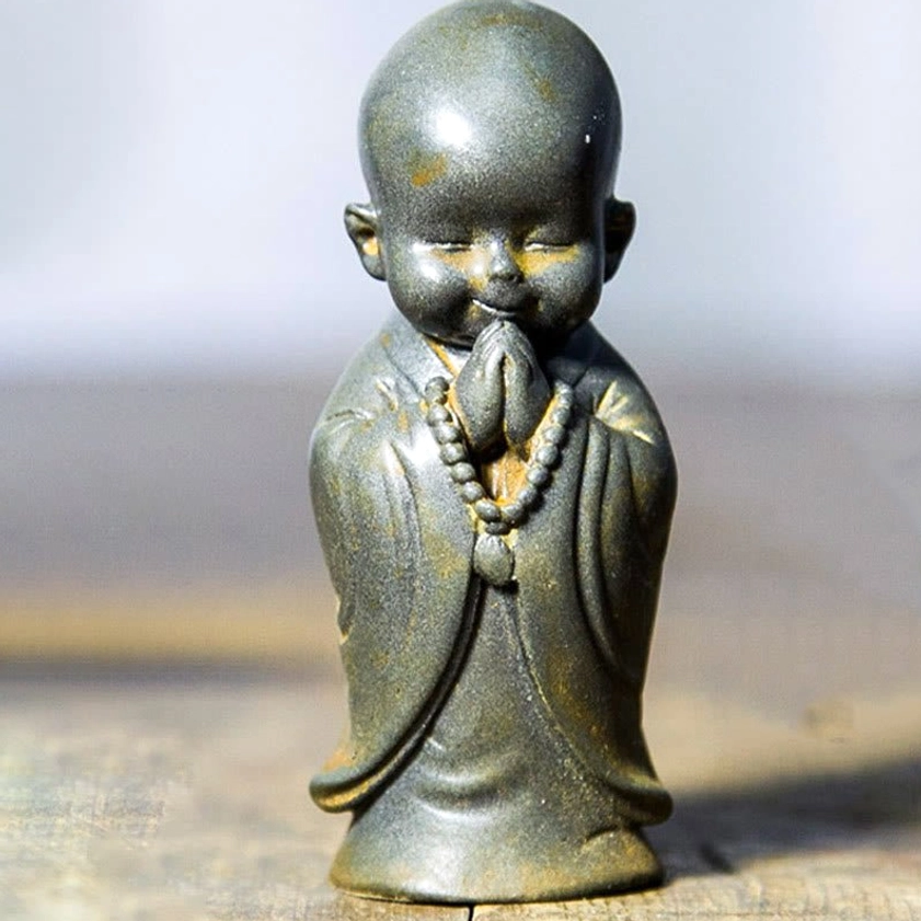 Standing Meditating Monk - Iron Powder Resin Meditation Figurine for Active Spiritual Awareness