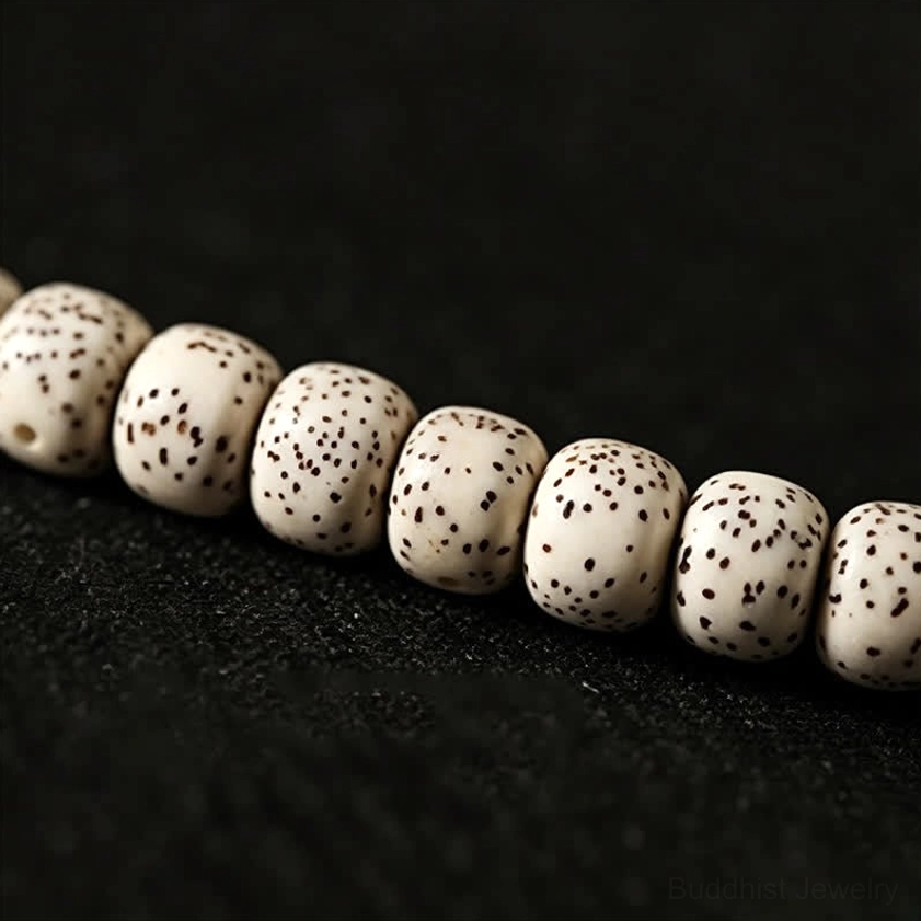 Star Moon Bodhi Seed beads with distinctive celestial moon and star pattern detail for Buddhist meditation practice