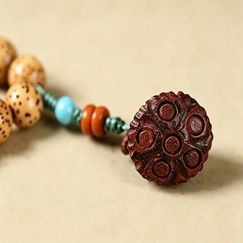Star Moon Bodhi Seed Buddhist mala necklace showing bead quality and authentic material craftsmanship