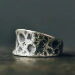925 sterling silver bump texture Buddhist protection ring close-up detail shot showing antique porous textured surface