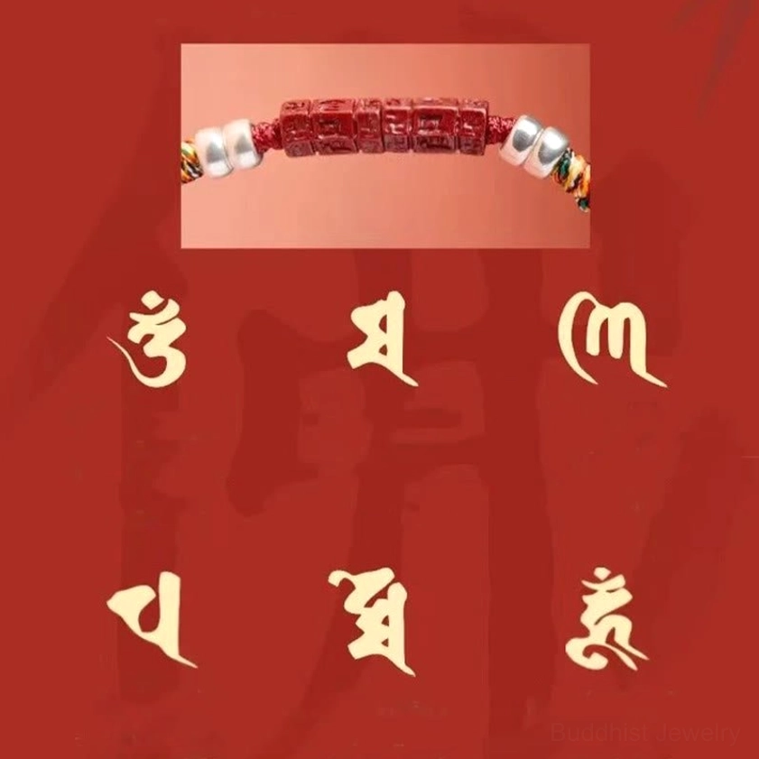 Sterling silver blessed bracelet with natural cinnabar beads showing craftsmanship and quality construction
