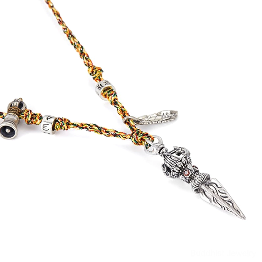 925 Sterling Silver Dorje Vajra Pendant Necklace with Five-Pronged Buddhist Symbol, Perfect for Meditation and Spiritual Practice