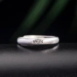 925 Sterling Silver Lotus Ring with Engraved Enlightenment Design - Adjustable Open Band Side View
