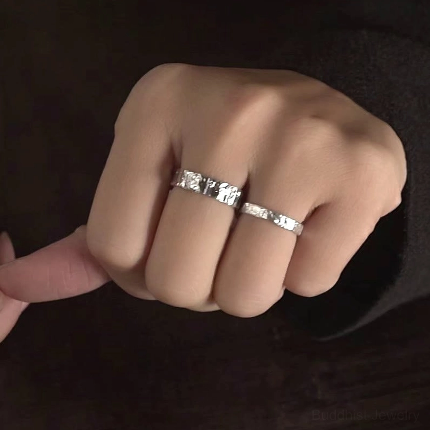 925 sterling silver hammered couple ring adjustable fit for protection and spiritual blessing
