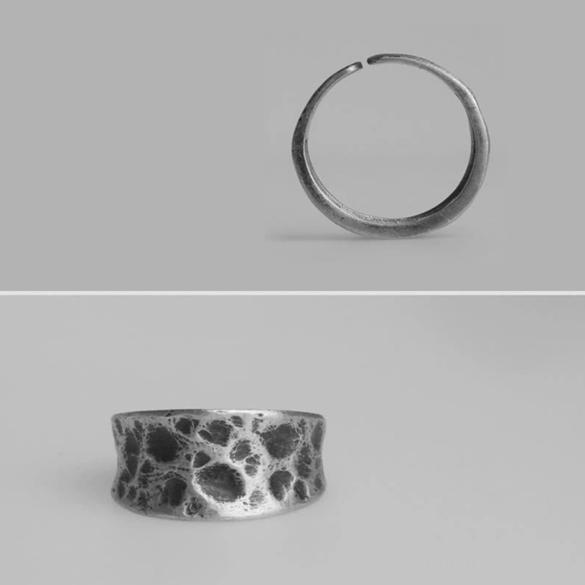 Minimalist sterling silver twisted open band ring with matte finish and simple elegant design