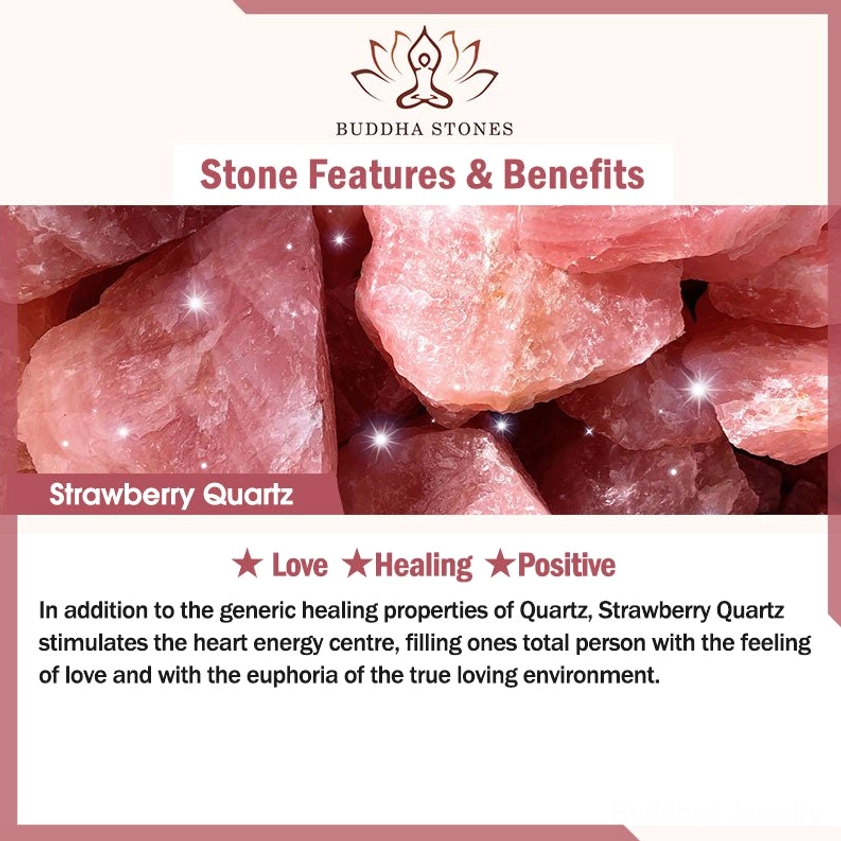Natural Strawberry Quartz Crystal Properties - Love Healing Positive Energy Benefits Infographic