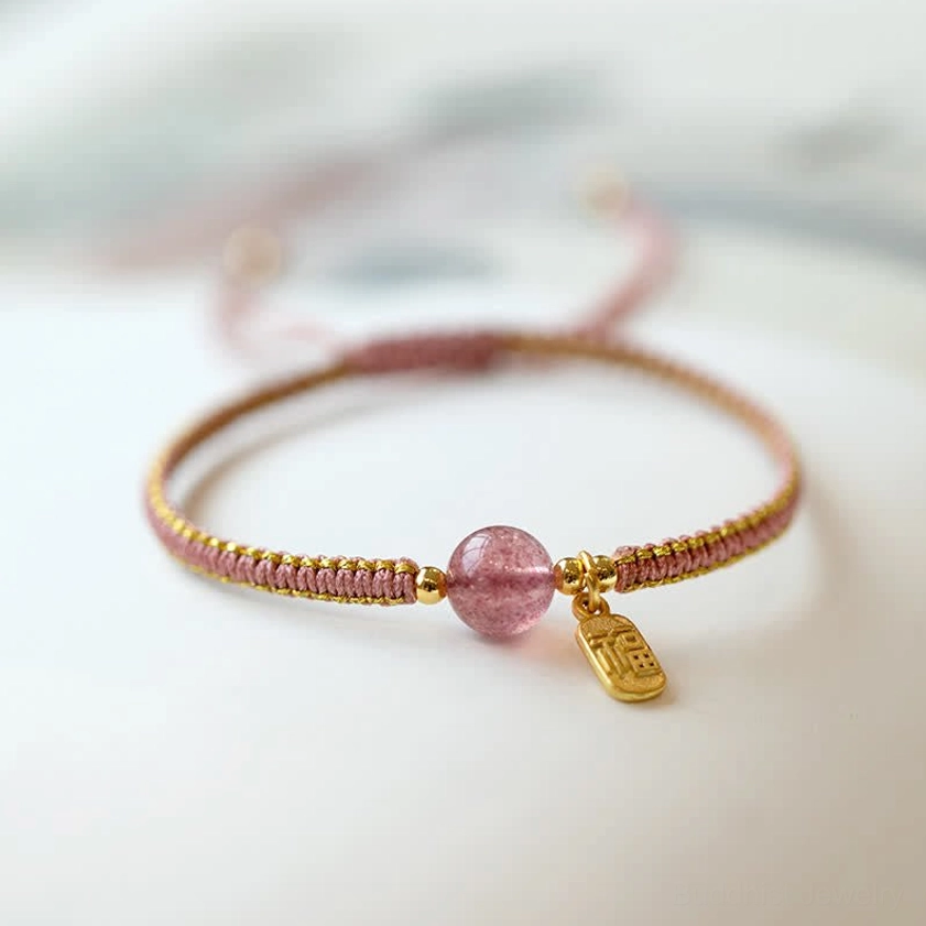 Strawberry quartz lotus bracelet variant for love and compassion energy