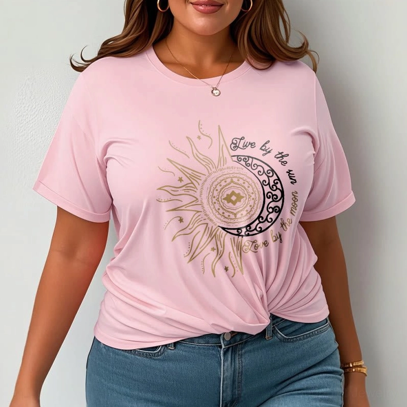 Styling inspiration for sun moon Buddhist t-shirt worn with casual accessories