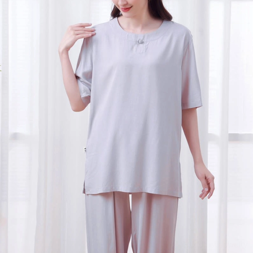 Dark red Tai Chi suit front view standing posture meditation practice wear