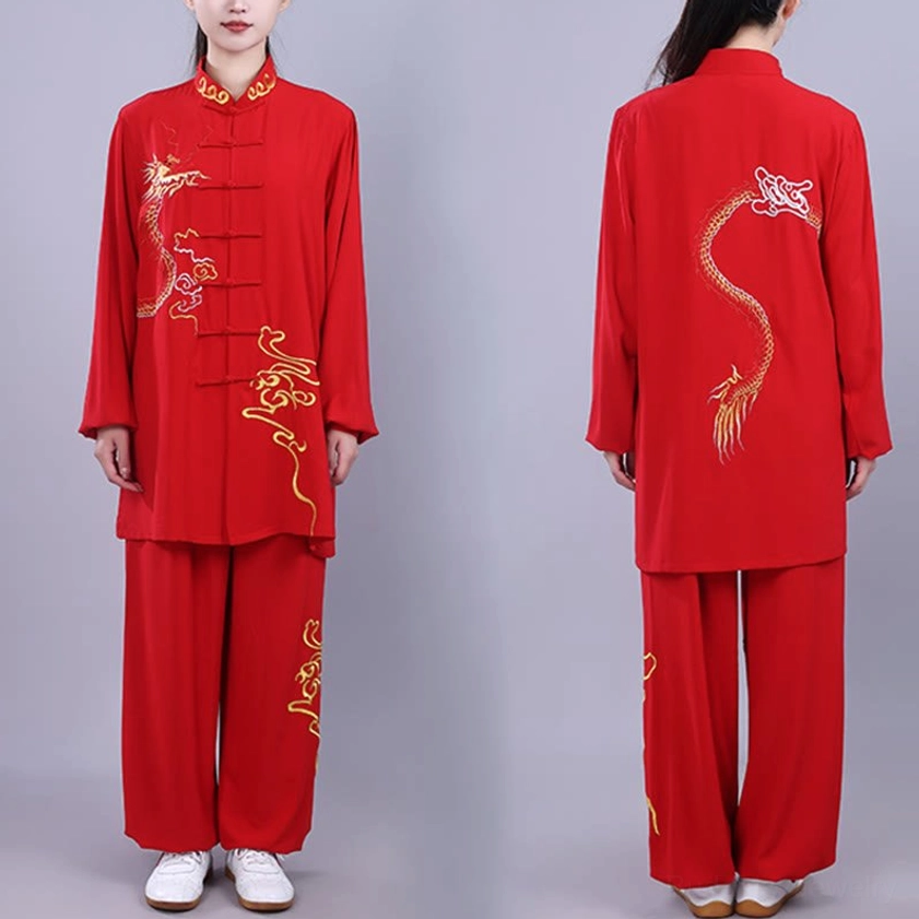 Tai chi qigong practice uniform embroidered details showcase