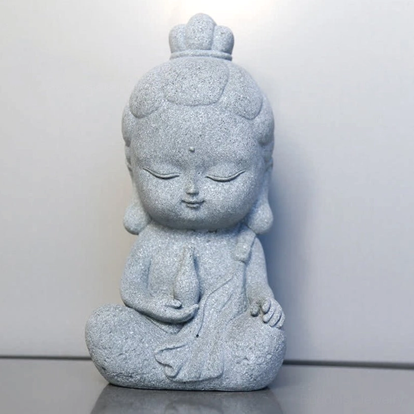 Tall display Buddha statue, natural sandstone craftsmanship, prominent piece for meditation space or feng shui home arrangement