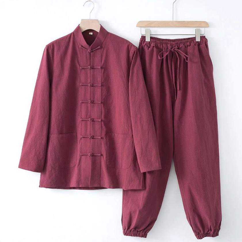 Tang suit fabric texture - breathable cotton linen blend for meditation and tai chi